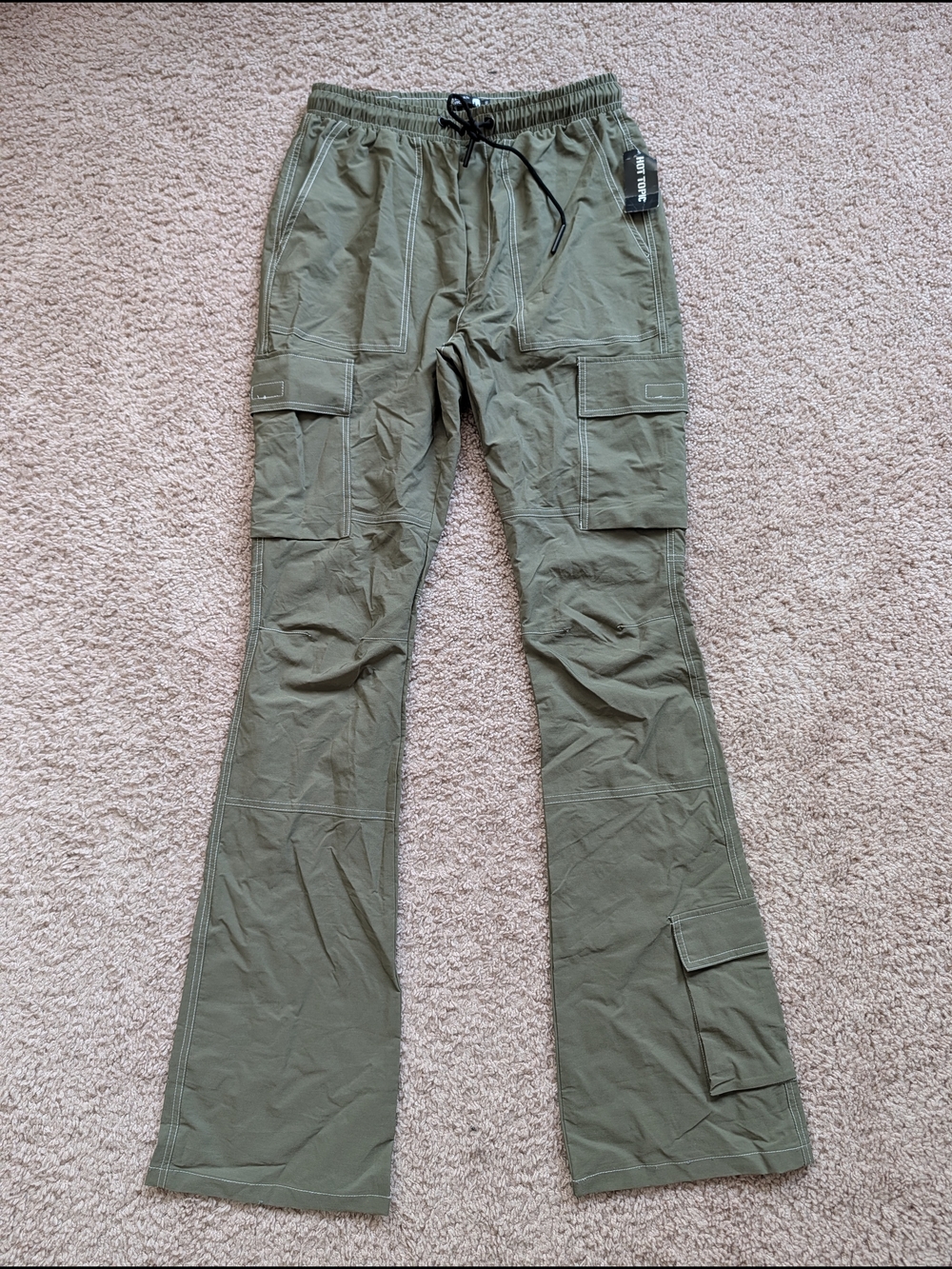 Hot Topic American Stitch Mens Olive Green Contrast Stitch Cargo Pants NWT Small - Picture 4 of 14